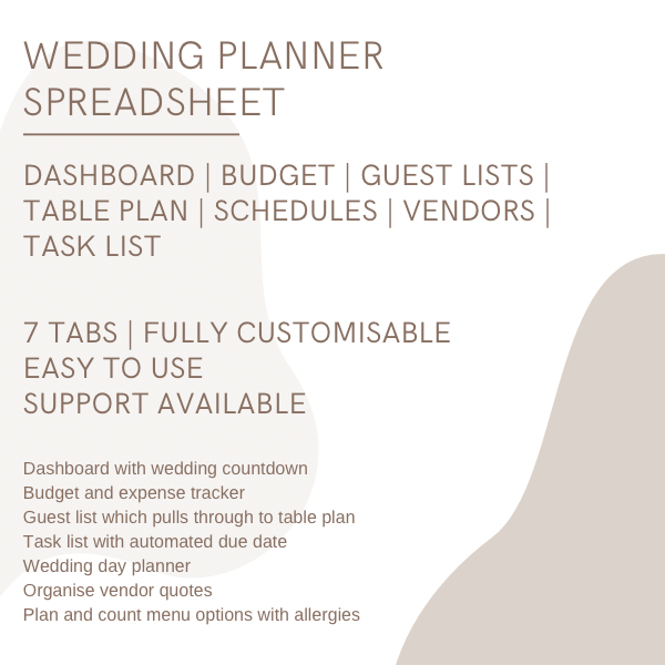 Wedding Planner Google Sheet
