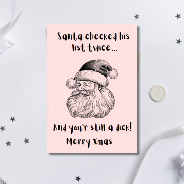 Rude Funny Santa Christmas Card | Cheeky Adult Xmas Card A5 A6