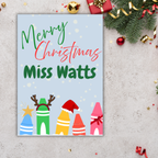 Personalised Teacher Christmas Card – Custom Name | A5 or A6 | With Envelope | Christmas Gift for Teacher