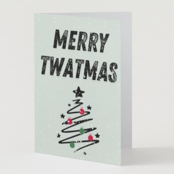 Funny Rude Christmas Card – Merry Twatmas | A5 or A6 | With Envelope | Adult Humour Xmas Card