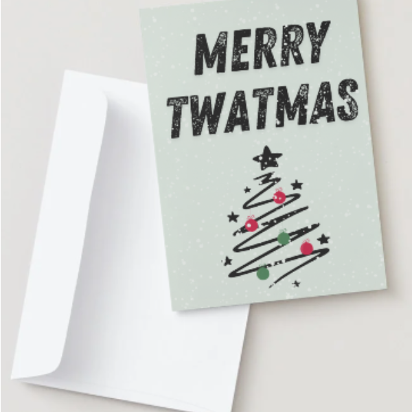 Funny Rude Christmas Card – Merry Twatmas | A5 or A6 | With Envelope | Adult Humour Xmas Card