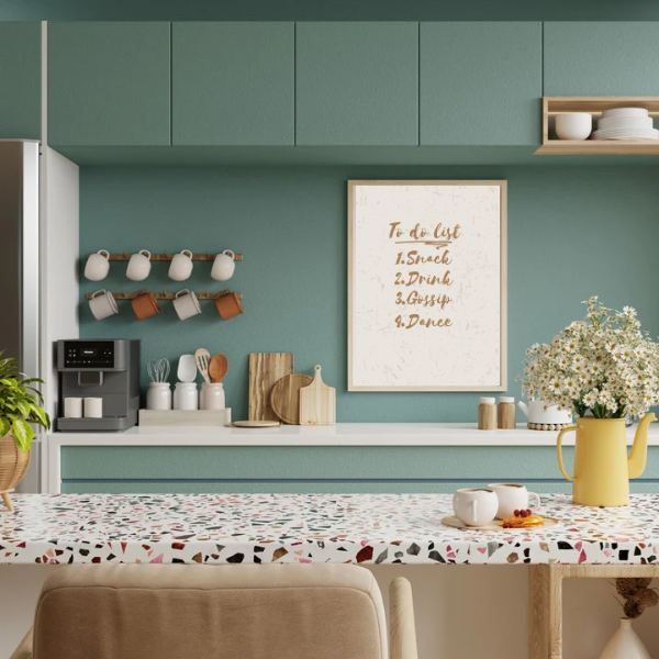 To Do List Funny Kitchen Print – Fun Snack, Drink, Gossip & Dance Wall Art