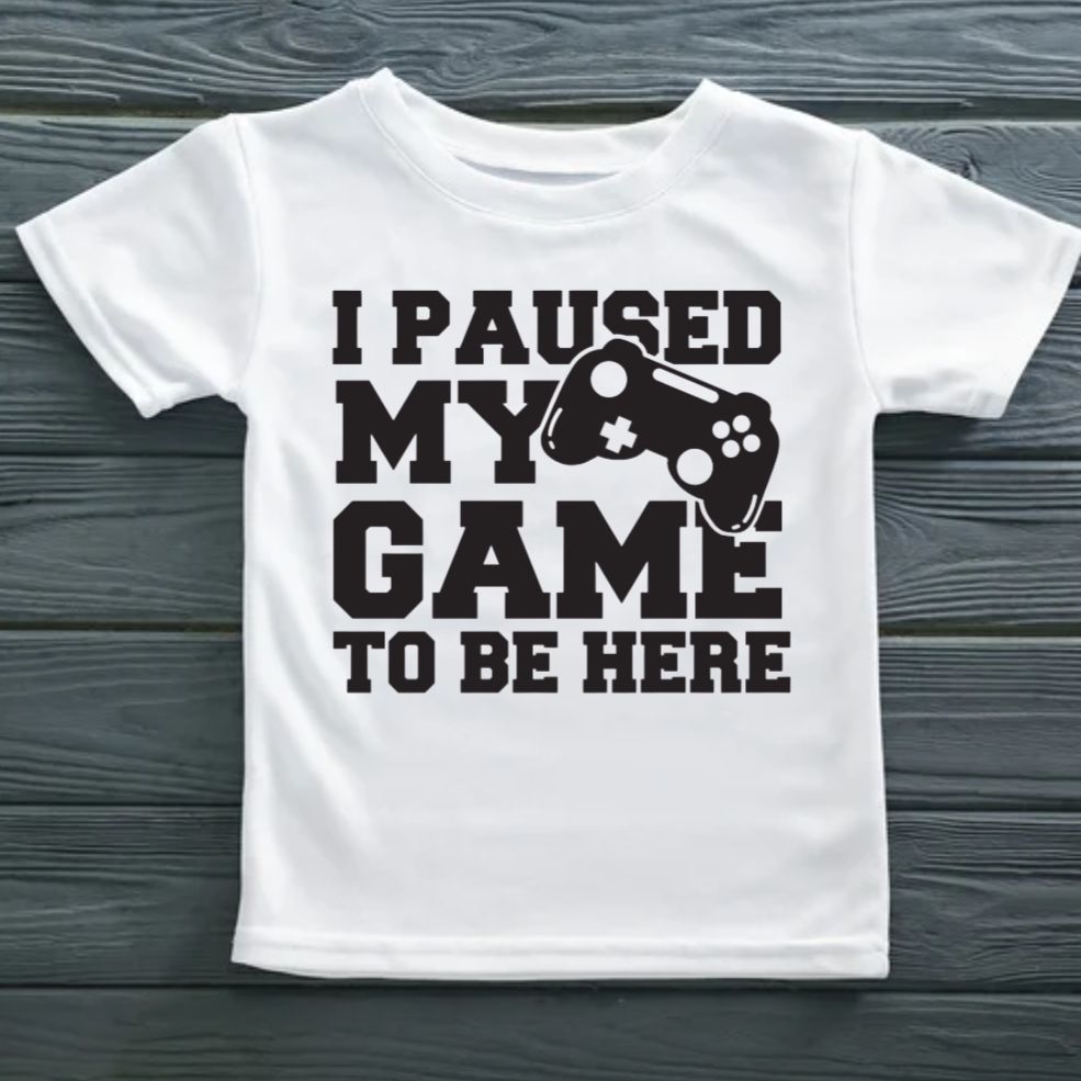 I Paused My Game to Be Here decal. Gamer iron-on vinyl transfer