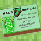 Personalised Minecraft Birthday Invitation | Birthday Party Invite | A6 with Envelope