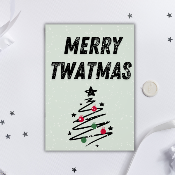 Funny Rude Christmas Card – Merry Twatmas | A5 or A6 | With Envelope | Adult Humour Xmas Card