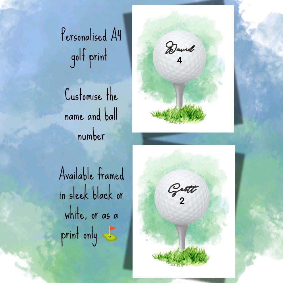 Personalised Name And Number Golf Tee Ball Print