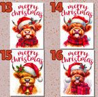 Highland Cow Christmas Card A6 A5 Or Square