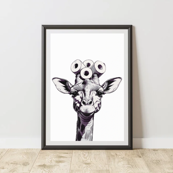 Giraffe bathroom prints set of 3
