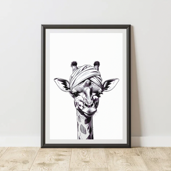 Giraffe bathroom prints set of 3