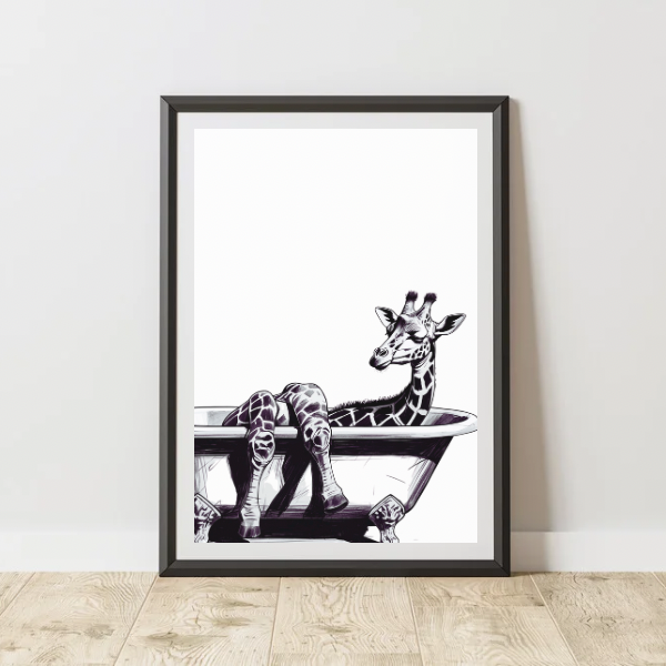Giraffe bathroom prints set of 3