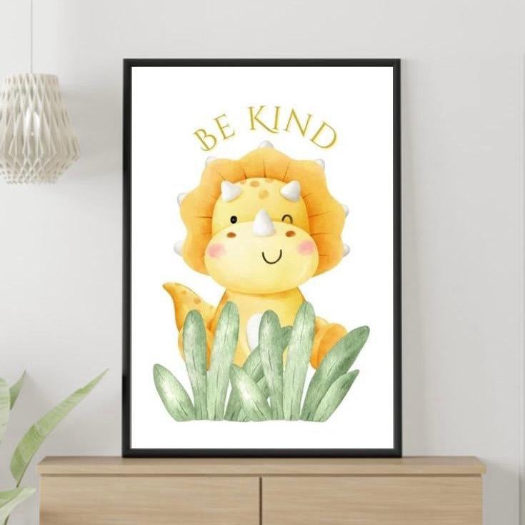 Be Kind, Be Happy, Be Brave Dino Prints Set of 3