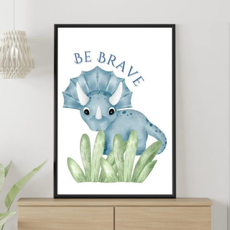 Be Kind, Be Happy, Be Brave Dino Prints Set of 3