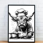 Highland Cow Cooking Print