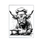 Highland Cow Cooking Print