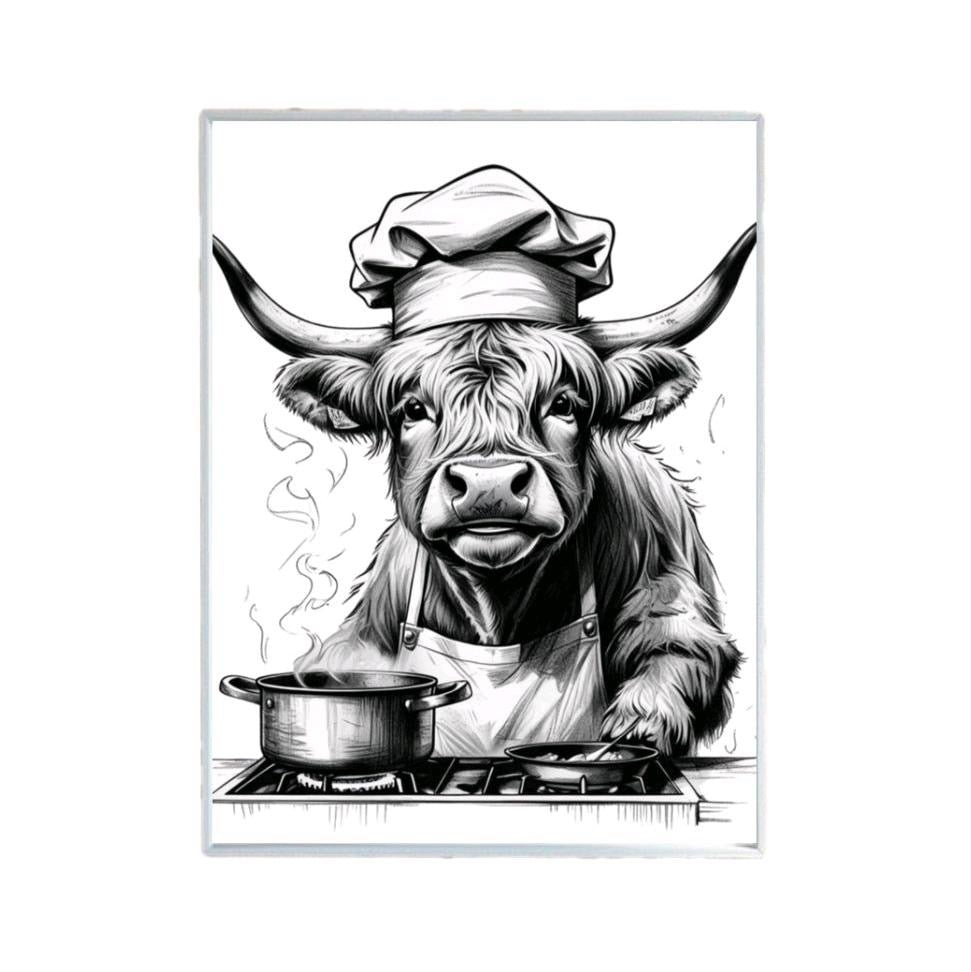 Highland Cow Cooking Print
