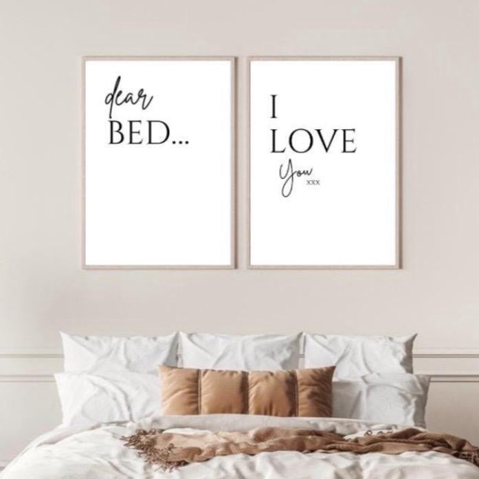 Dear Bed I Love You , Set Of 2