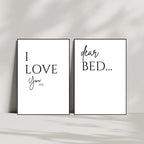 Dear Bed I Love You , Set Of 2