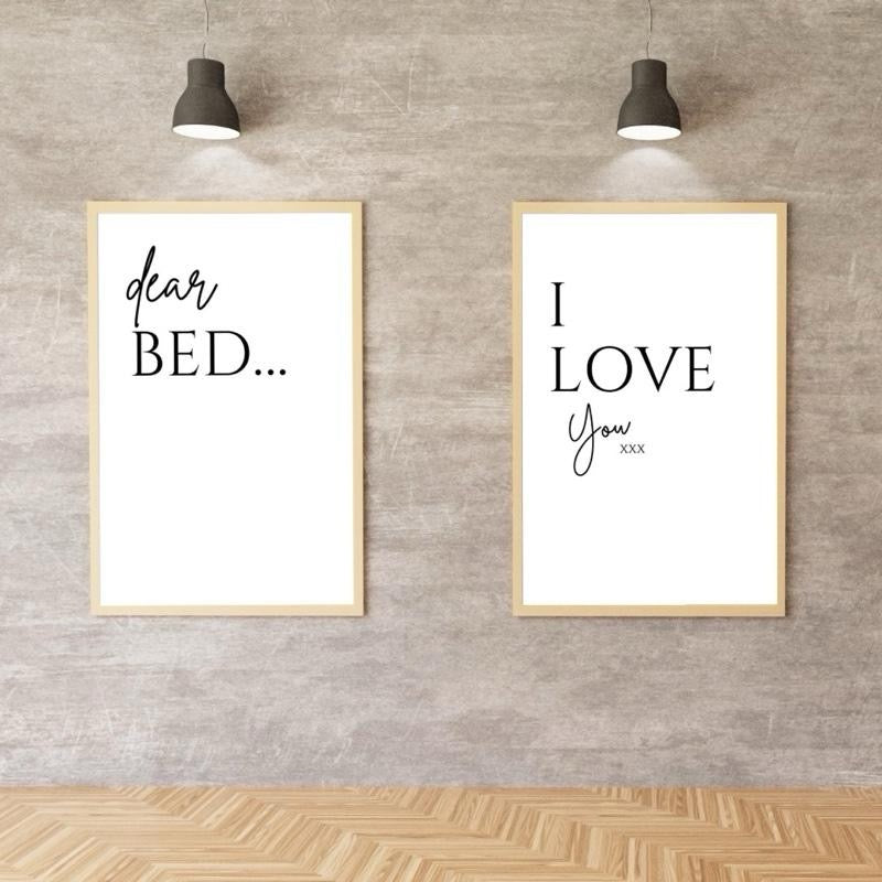 Dear Bed I Love You , Set Of 2