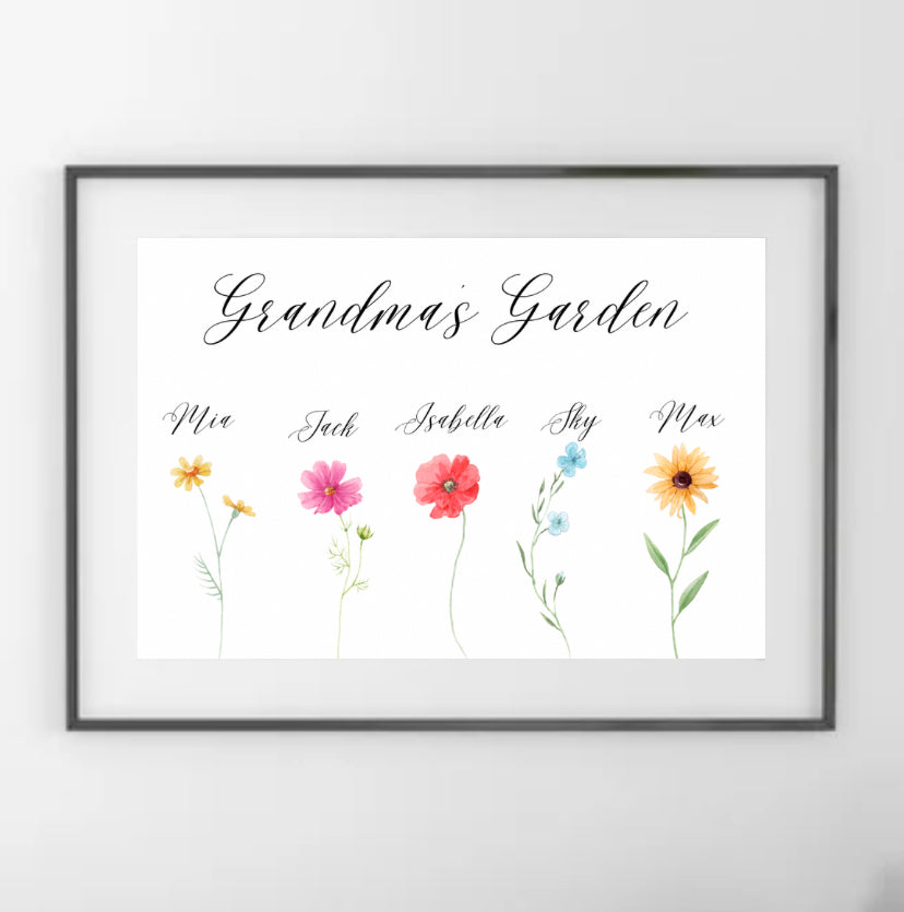 Grandmas Garden Personalised Print