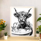 Highland Cow Brushing His Teeth Print