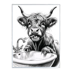 Highland Cow Brushing His Teeth Print