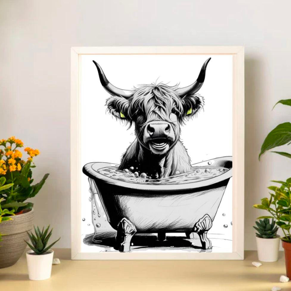 Highland Cow Having A Bath