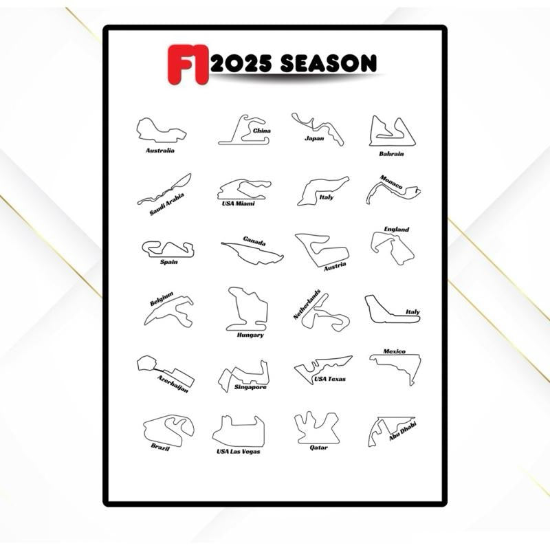 F1 All 2025 Season Track Print