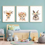 Floral Woodland Animal Prints Set Of 3