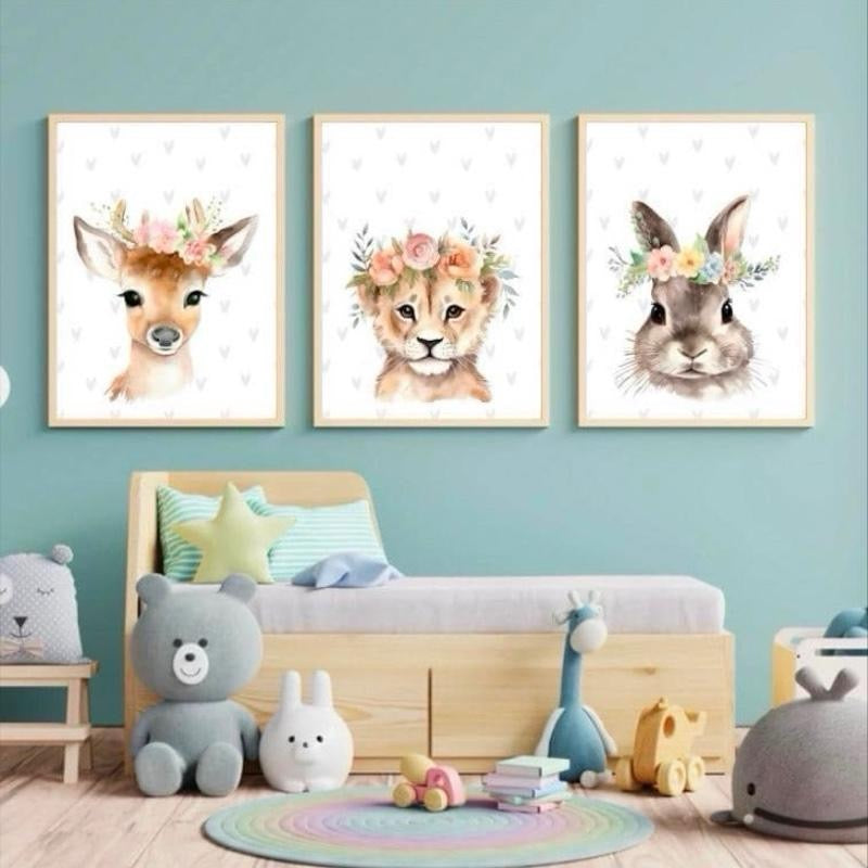 Floral Woodland Animal Prints Set Of 3