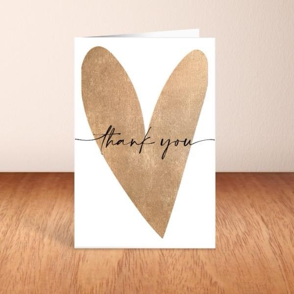 Gold Heart Thank You Card