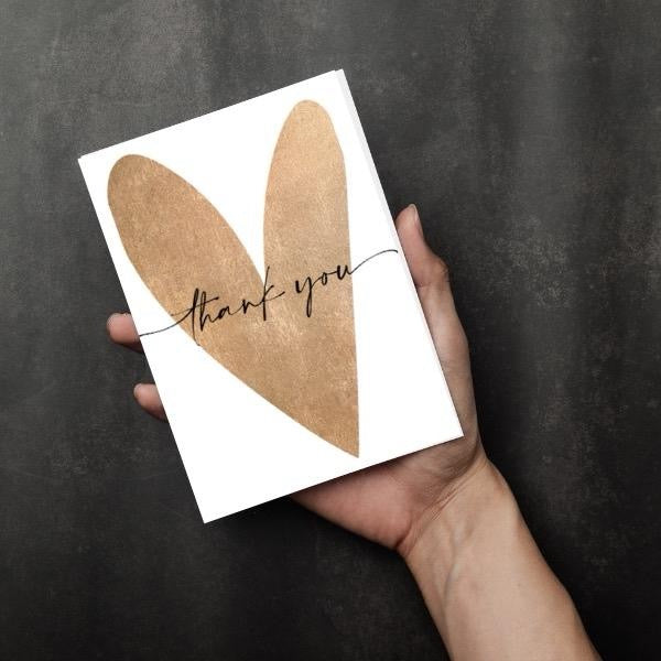 Gold Heart Thank You Card