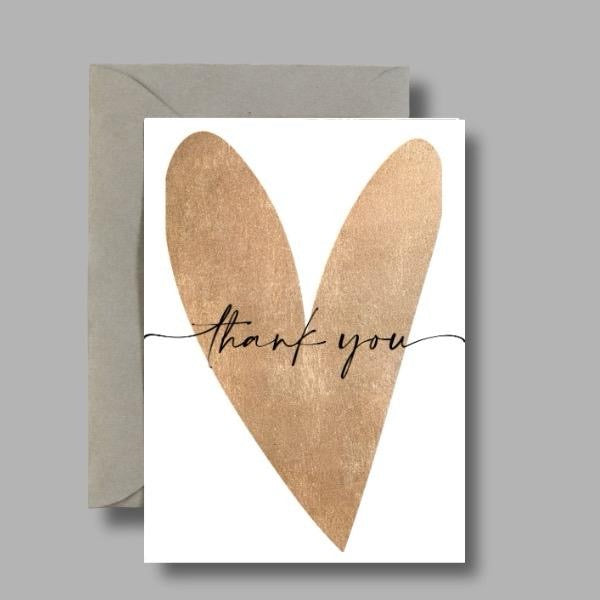 Gold Heart Thank You Card