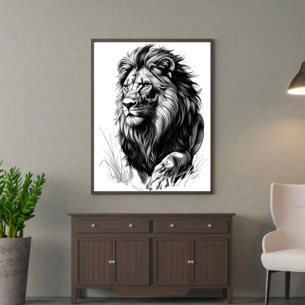 Lion Monochrome Print