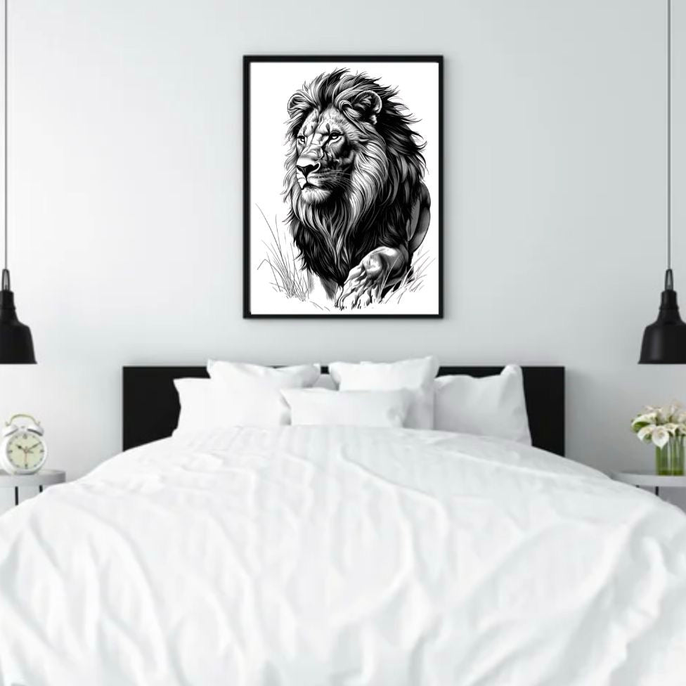 Lion Monochrome Print