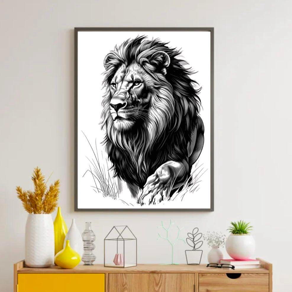 Lion Monochrome Print