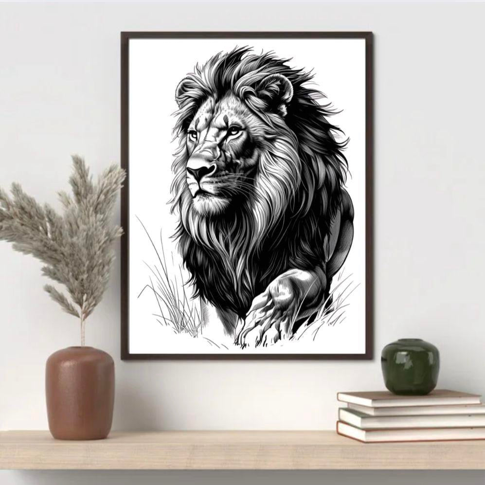 Lion Monochrome Print