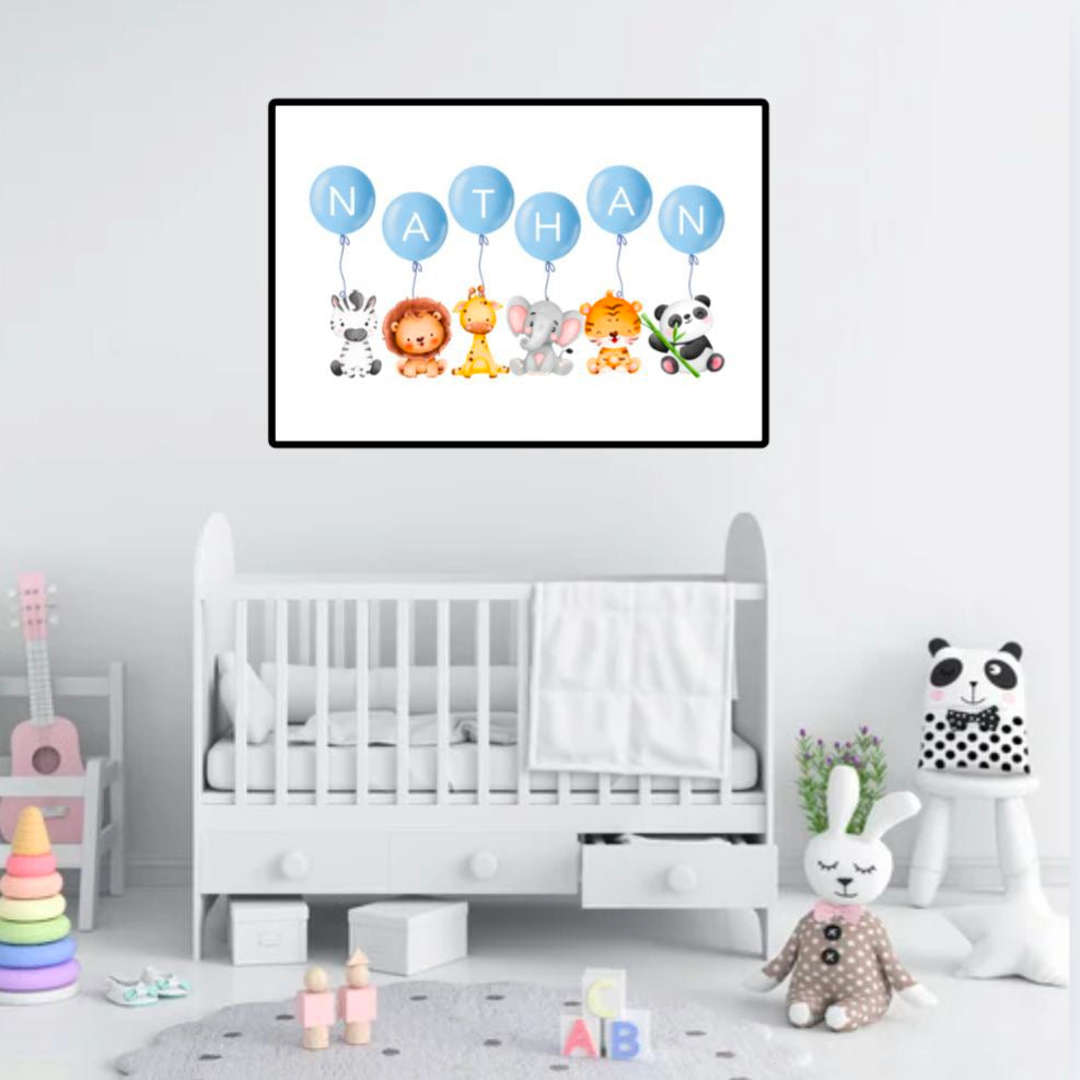 Personalised Pink or Blue Balloon Name Print
