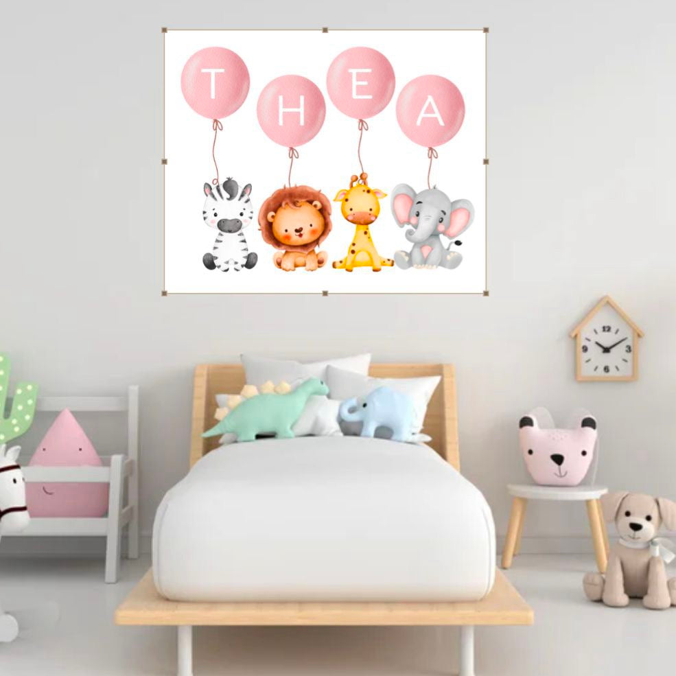 Personalised Pink or Blue Balloon Name Print