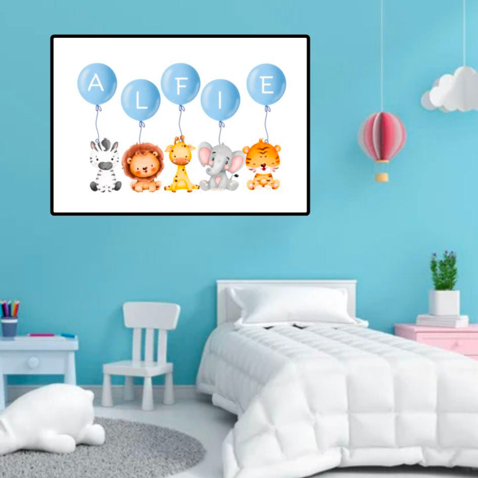 Personalised Pink or Blue Balloon Name Print