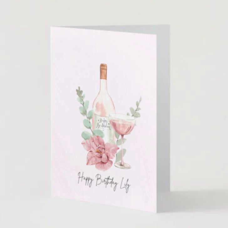 Perssonalised Floral Pink Birthday Card
