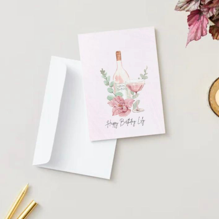 Perssonalised Floral Pink Birthday Card