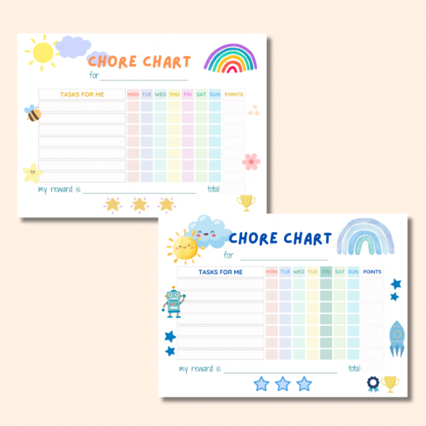 Kids Chore Chart. Laminated With Pen.
