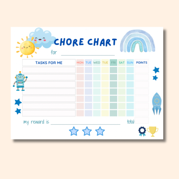 Kids Chore Chart. Laminated With Pen.