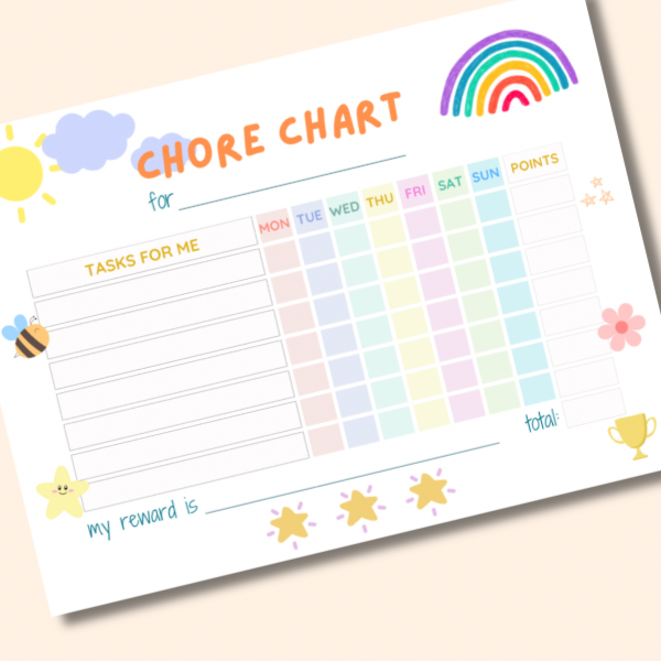 Kids Chore Chart. Laminated With Pen.