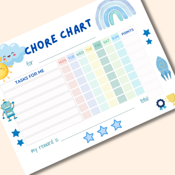 Kids Chore Chart. Laminated With Pen.