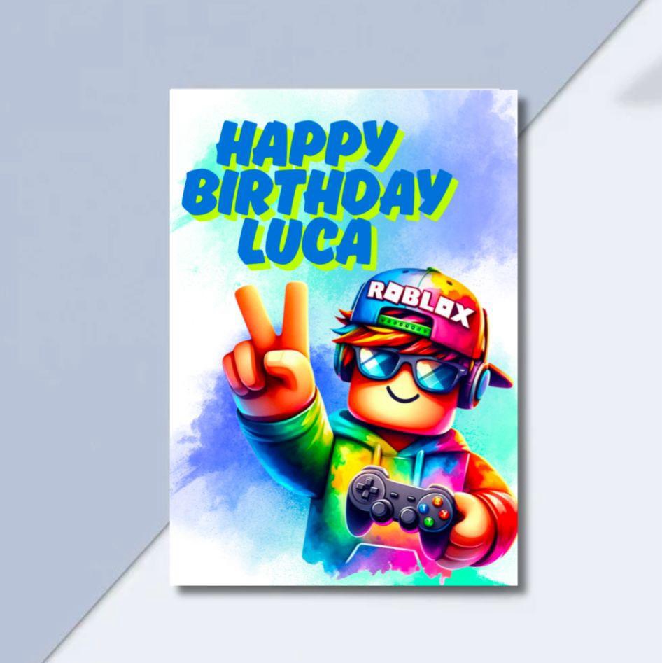Personalised Roblox Birthday Card – Kids Gaming