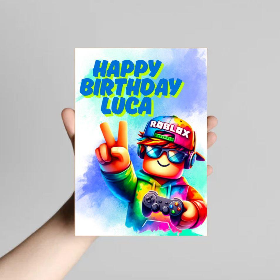 Personalised Roblox Birthday Card – Kids Gaming
