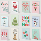 Pack of 12 Christmas Cards – Mixed Festive Designs with Envelopes (A6)