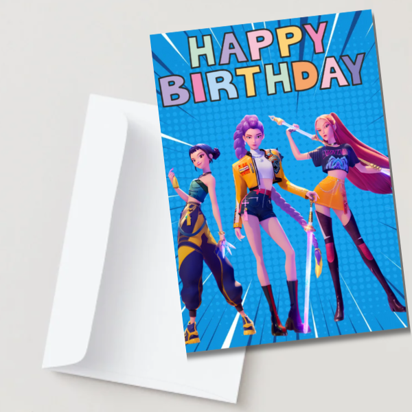 K-pop Demon Hunters A5 Birthday Card.