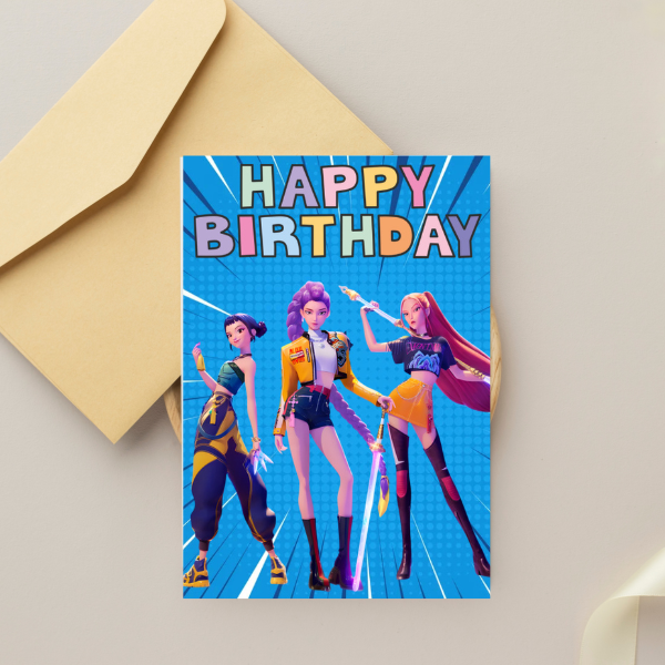 K-pop Demon Hunters A5 Birthday Card.